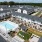 aerial view of the pool and clubhouse