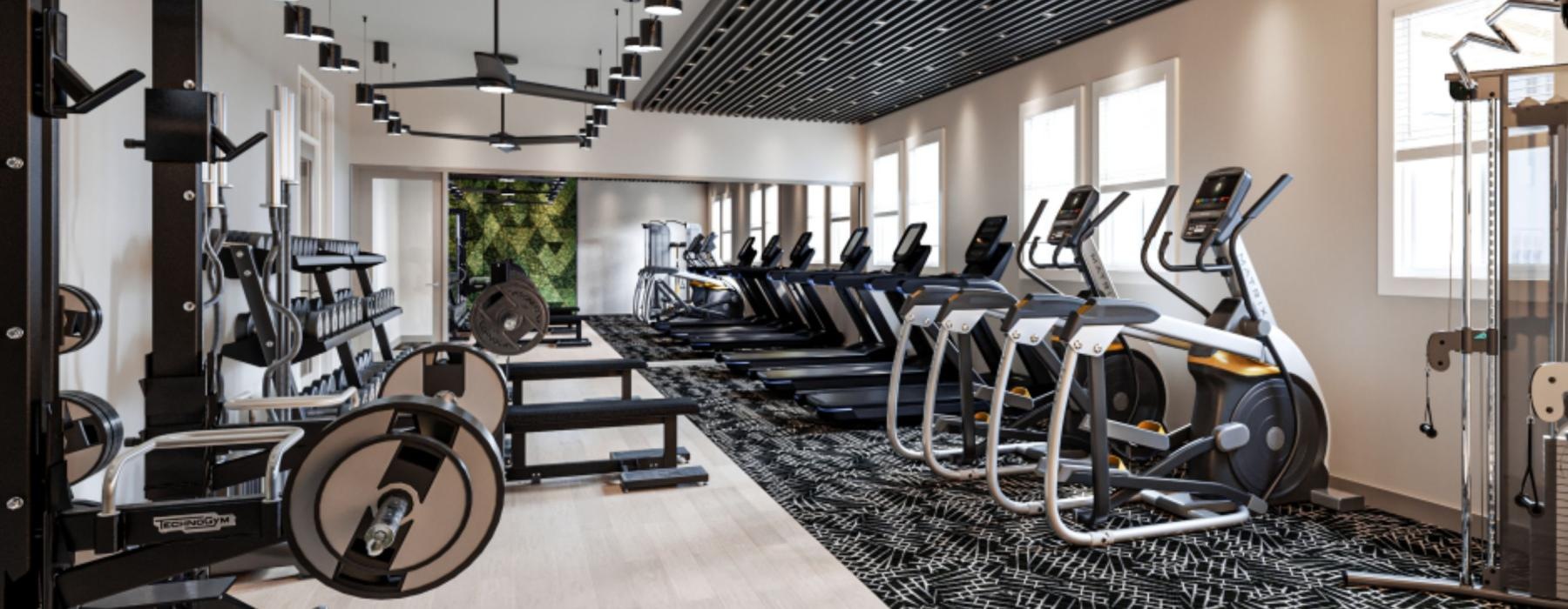 a gym with exercise equipment